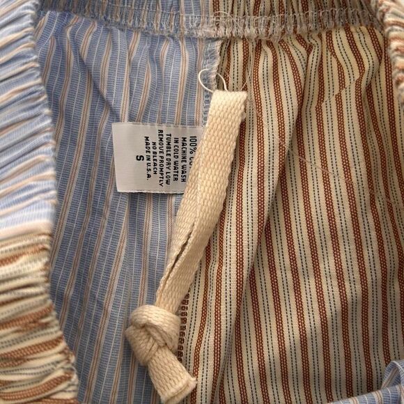 Two-Tone Tan & Blue pin Striped Boxer Shorts Indie Minimalist Unisex Small - Picture 3 of 4